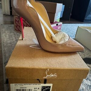 Christian Louboutin Beige Patent Heels with Red Sole